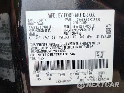 Zdjęcie 12 z 12 samochodu: 2014 FORD F150 SUPER CAB VIN:1FTFX1ET7EKE15746 - miniatura