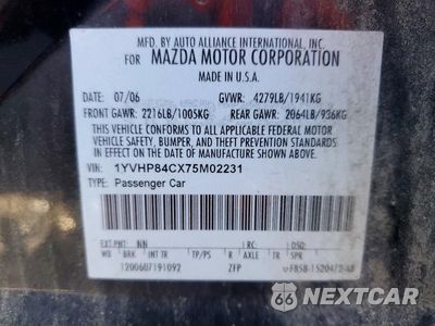 Zdjęcie 12 z 12 samochodu: 2007 MAZDA 6 I VIN:1YVHP84CX75M02231 - miniatura