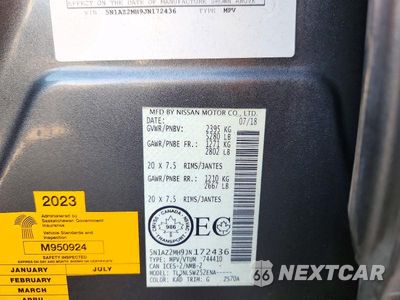Zdjęcie 14 z 14 samochodu: 2018 NISSAN MURANO S VIN:5N1AZ2MH9JN172436 - miniatura