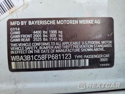 Zdjęcie 13 z 13 samochodu: 2015 BMW 320 I VIN:WBA3B1C58FP681123 - miniatura