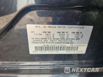 Zdjęcie 12 z 12 samochodu: 2007 MAZDA 3 I VIN:JM1BK12G071670266 - miniatura