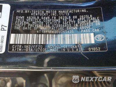 Zdjęcie 13 z 13 samochodu: 2014 TOYOTA CAMRY SE VIN:4T1BF1FK2EU345435 - miniatura