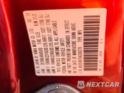 Zdjęcie 13 z 13 samochodu: 2010 HONDA CR-V EXL VIN:JHLRE4H70AC000276 - miniatura