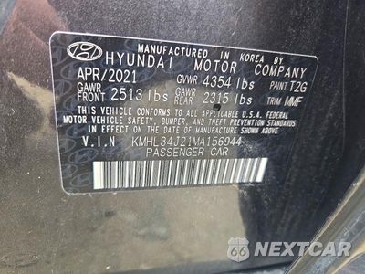 Zdjęcie 12 z 12 samochodu: 2021 HYUNDAI SONATA LIMITED VIN:KMHL34J21MA156944 - miniatura