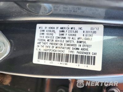 Zdjęcie 13 z 13 samochodu: 2012 HONDA ACCORD LX VIN:1HGCP2F34CA134242 - miniatura