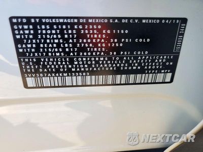 Zdjęcie 13 z 13 samochodu: 2019 VOLKSWAGEN TIGUAN SE VIN:3VV3B7AX4KM133583 - miniatura