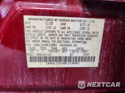 Zdjęcie 12 z 12 samochodu: 2008 NISSAN ALTIMA 2.5 VIN:1N4AL21E48C218881 - miniatura