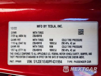 Zdjęcie 13 z 13 samochodu: 2023 TESLA MODEL 3 VIN:5YJ3E1EA8PF431994 - miniatura