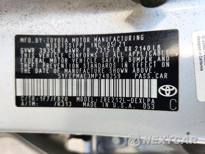 Zdjęcie 13 z 13 samochodu: 2021 TOYOTA COROLLA LE VIN:5YFEPMAE3MP249259 - miniatura