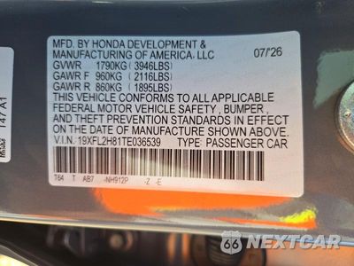 Zdjęcie 12 z 12 samochodu: 2026 HONDA CIVIC SPORT VIN:19XFL2H81TE036539 - miniatura
