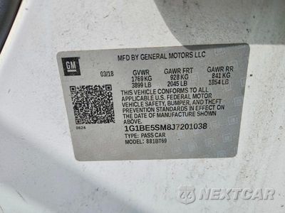 Zdjęcie 12 z 12 samochodu: 2018 CHEVROLET CRUZE LT VIN:1G1BE5SM8J7201038 - miniatura