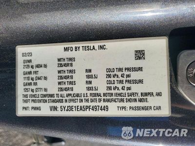 Zdjęcie 12 z 12 samochodu: 2023 TESLA MODEL 3 VIN:5YJ3E1EA5PF497449 - miniatura