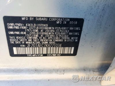 Zdjęcie 12 z 12 samochodu: 2019 SUBARU CROSSTREK PREMIUM VIN:JF2GTAEC7KH221034 - miniatura