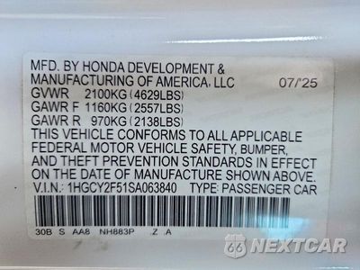 Zdjęcie 12 z 12 samochodu: 2025 HONDA ACCORD HYBRID SPORT VIN:1HGCY2F51SA063840 - miniatura