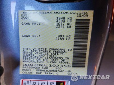 Zdjęcie 12 z 12 samochodu: 2010 NISSAN ALTIMA 2.5 S VIN:1N4AL2EP6AC102356 - miniatura