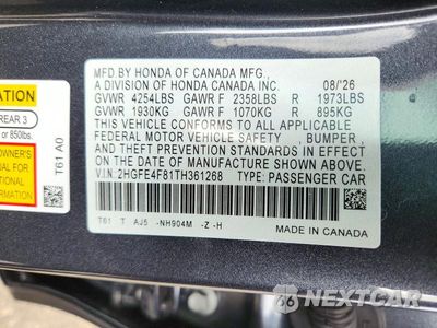 Zdjęcie 12 z 12 samochodu: 2026 HONDA CIVIC SPORT VIN:2HGFE4F81TH361268 - miniatura