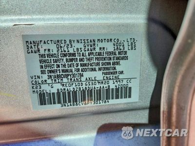 Zdjęcie 12 z 12 samochodu: 2023 NISSAN SENTRA SV VIN:3N1AB8CV8PY301784 - miniatura