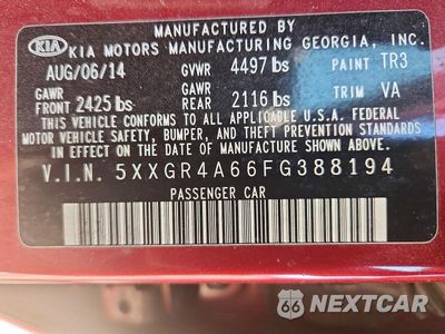 Zdjęcie 13 z 13 samochodu: 2015 KIA OPTIMA SX VIN:5XXGR4A66FG388194 - miniatura