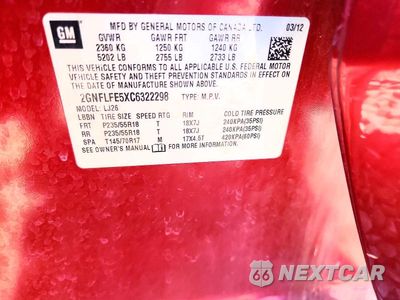 Zdjęcie 12 z 12 samochodu: 2012 CHEVROLET EQUINOX LTZ VIN:2GNFLFE5XC6322298 - miniatura