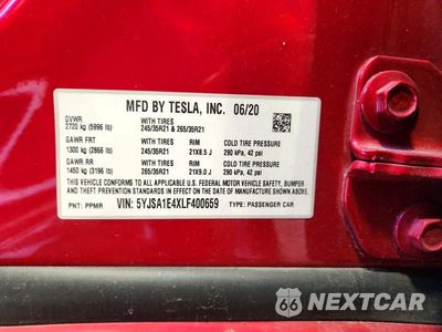 Zdjęcie 13 z 13 samochodu: 2020 TESLA MODEL S VIN:5YJSA1E4XLF400659 - miniatura
