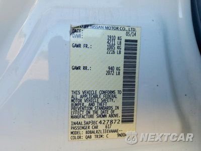 Zdjęcie 13 z 13 samochodu: 2014 NISSAN ALTIMA 2.5 S VIN:1N4AL3AP3EC427872 - miniatura