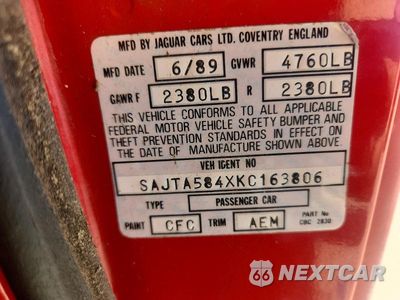 Zdjęcie 12 z 12 samochodu: 1989 JAGUAR XJS ROUGE (SPECIAL EDITION) VIN:SAJTA584XKC163806 - miniatura