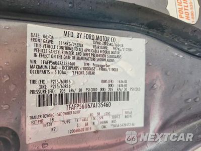 Zdjęcie 12 z 12 samochodu: 2007 FORD TAURUS SEL VIN:1FAFP56U67A135460 - miniatura