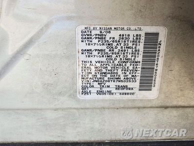 Zdjęcie 13 z 13 samochodu: 2007 NISSAN MURANO S VIN:JN8AZ08T67W502533 - miniatura