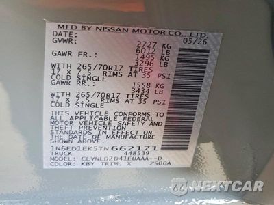 Zdjęcie 14 z 14 samochodu: 2026 NISSAN FRONTIER PRO-4X VIN:1N6ED1EK5TN662171 - miniatura