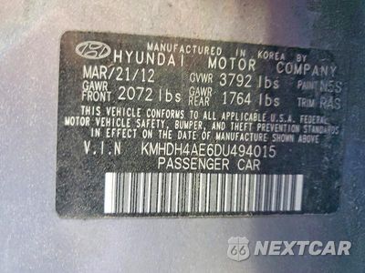 Zdjęcie 13 z 13 samochodu: 2013 HYUNDAI ELANTRA GLS VIN:KMHDH4AE6DU494015 - miniatura