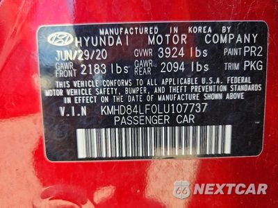 Zdjęcie 12 z 12 samochodu: 2020 HYUNDAI ELANTRA VALUE EDITION VIN:KMHD84LF0LU107737 - miniatura