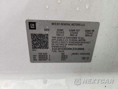 Zdjęcie 12 z 12 samochodu: 2019 CHEVROLET SILVERADO K1500 LT VIN:1GCRYDED0KZ310909 - miniatura