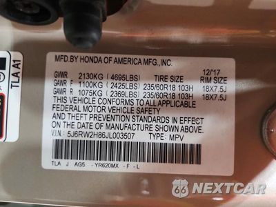 Zdjęcie 13 z 13 samochodu: 2018 HONDA CR-V EXL VIN:5J6RW2H86JL003507 - miniatura