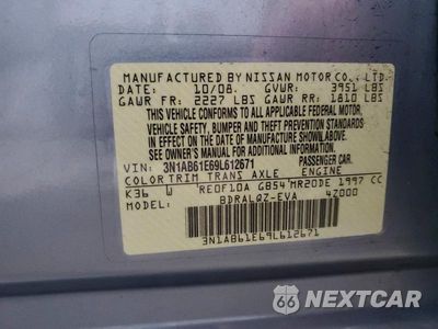 Zdjęcie 12 z 12 samochodu: 2009 NISSAN SENTRA 2.0 VIN:3N1AB61E69L612671 - miniatura
