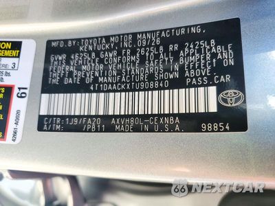 Zdjęcie 12 z 12 samochodu: 2026 TOYOTA CAMRY LE VIN:4T1DAACKXTU908840 - miniatura
