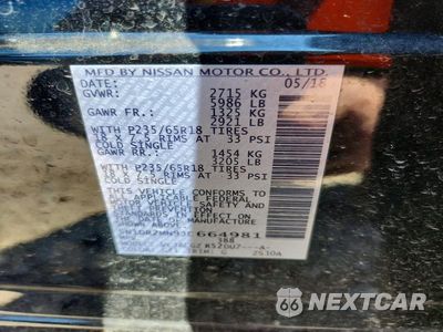 Zdjęcie 13 z 13 samochodu: 2018 NISSAN PATHFINDER SL VIN:5N1DR2MN9JC664981 - miniatura