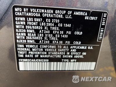 Zdjęcie 13 z 13 samochodu: 2018 VOLKSWAGEN ATLAS SEL PREMIUM VIN:1V2NR2CA8JC502359 - miniatura
