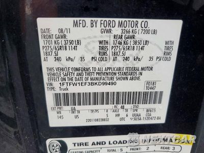 Zdjęcie 12 z 12 samochodu: 2011 FORD F150 SUPERCREW VIN:1FTFW1EF3BKD99490 - miniatura