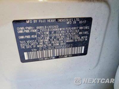 Zdjęcie 14 z 14 samochodu: 2017 SUBARU FORESTER 2.5I PREMIUM VIN:JF2SJAGC8HH564912 - miniatura