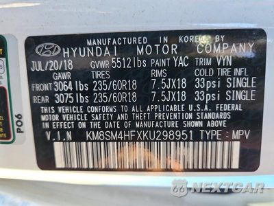 Zdjęcie 13 z 13 samochodu: 2019 HYUNDAI SANTA FE XL SE VIN:KM8SM4HFXKU298951 - miniatura