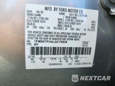 Zdjęcie 13 z 13 samochodu: 2020 FORD EXPLORER LIMITED VIN:1FMSK7FH4LGC75838 - miniatura