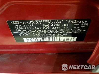 Zdjęcie 12 z 12 samochodu: 2012 HYUNDAI AZERA BASE VIN:KMHFG4JG9CA150160 - miniatura
