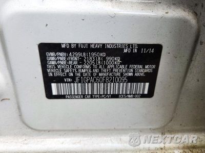 Zdjęcie 12 z 12 samochodu: 2015 SUBARU IMPREZA PREMIUM VIN:JF1GPAC60F8210095 - miniatura