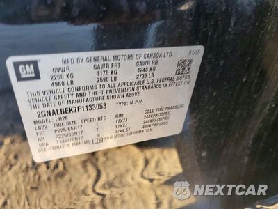 Zdjęcie 13 z 13 samochodu: 2015 CHEVROLET EQUINOX LT VIN:2GNALBEK7F1133053 - miniatura