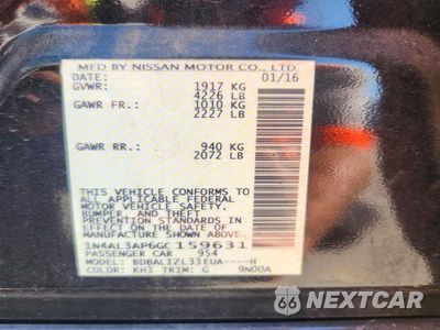 Zdjęcie 12 z 12 samochodu: 2016 NISSAN ALTIMA 2.5 SV VIN:1N4AL3AP6GC159631 - miniatura