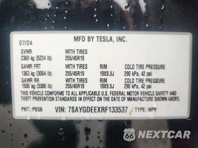 Zdjęcie 12 z 12 samochodu: 2024 TESLA MODEL Y VIN:7SAYGDEEXRF133537 - miniatura