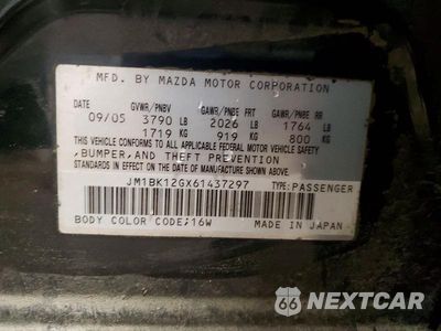 Zdjęcie 12 z 12 samochodu: 2006 MAZDA 3 I VIN:JM1BK12GX61437297 - miniatura