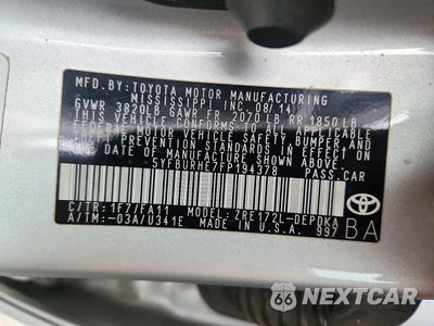 Zdjęcie 12 z 12 samochodu: 2015 TOYOTA COROLLA L VIN:5YFBURHE7FP194378 - miniatura