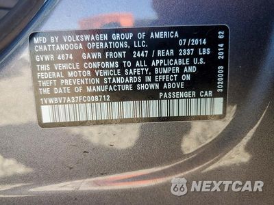 Zdjęcie 12 z 12 samochodu: 2015 VOLKSWAGEN PASSAT SE VIN:1VWBV7A37FC008712 - miniatura