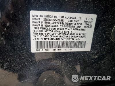 Zdjęcie 13 z 13 samochodu: 2016 HONDA PILOT EXL VIN:5FNYF6H56GB056153 - miniatura